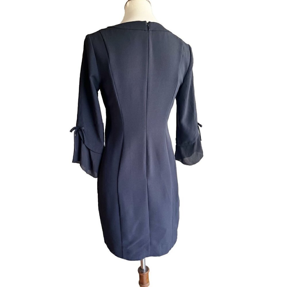 Chelsea28 Womens Black Ruffle Sleeve Bateau neck Shift Dress Size XS - Picture 11 of 16